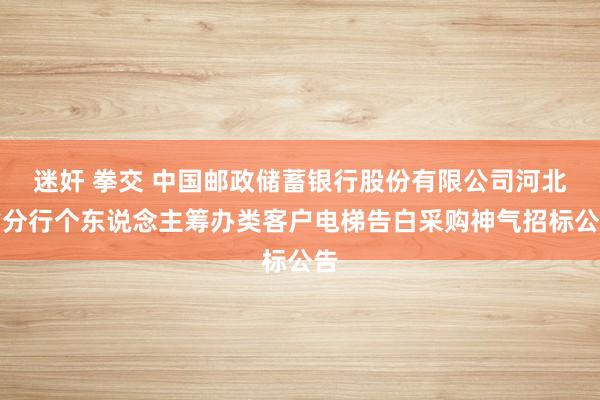 迷奸 拳交 中国邮政储蓄银行股份有限公司河北省分行个东说念主筹办类客户电梯告白采购神气招标公告