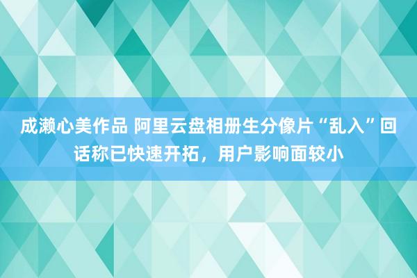 成濑心美作品 阿里云盘相册生分像片“乱入”回话称已快速开拓，用户影响面较小