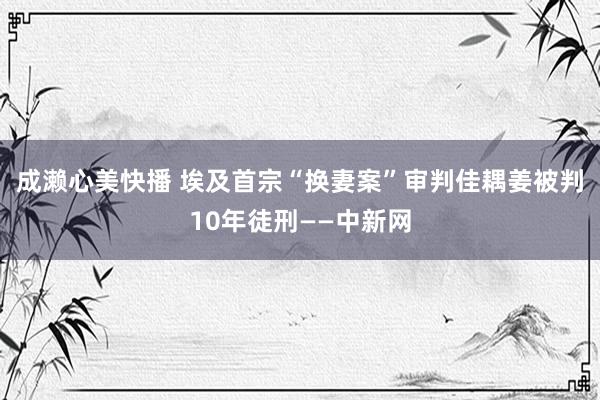 成濑心美快播 埃及首宗“换妻案”审判　佳耦姜被判10年徒刑——中新网